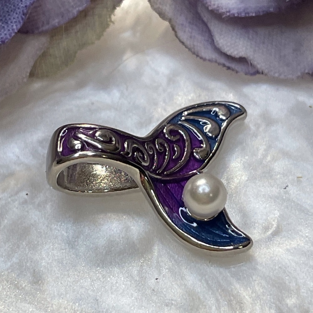 Bracelet Charm Mermaid Tail with Pearl Sterling Silver - Picture 7 of 8